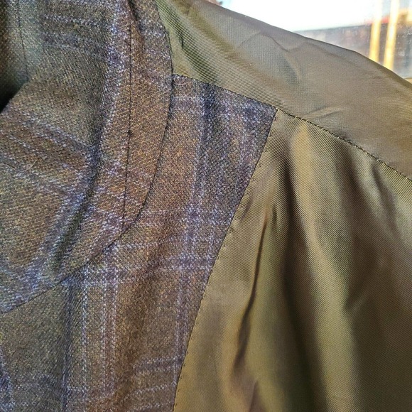 Hickey Freeman Men's Custom Surgical Cuffs Charcoal Plaid Wool 2 Btn Blazer 51 R - Picture 10 of 12